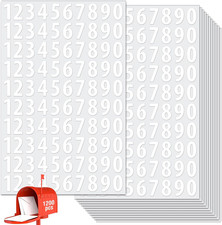 1200 PCS Number Stickers, 1" Waterproof Mailbox Number Label, Consecutive Number