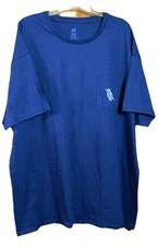 2X NAVY BLUE T Shirt w Bird on Pocket Unisex Finch Chipping Sparrow New!