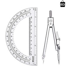 Portable Compass with 6 Inch Protractor - Essential Student Geometry Tools