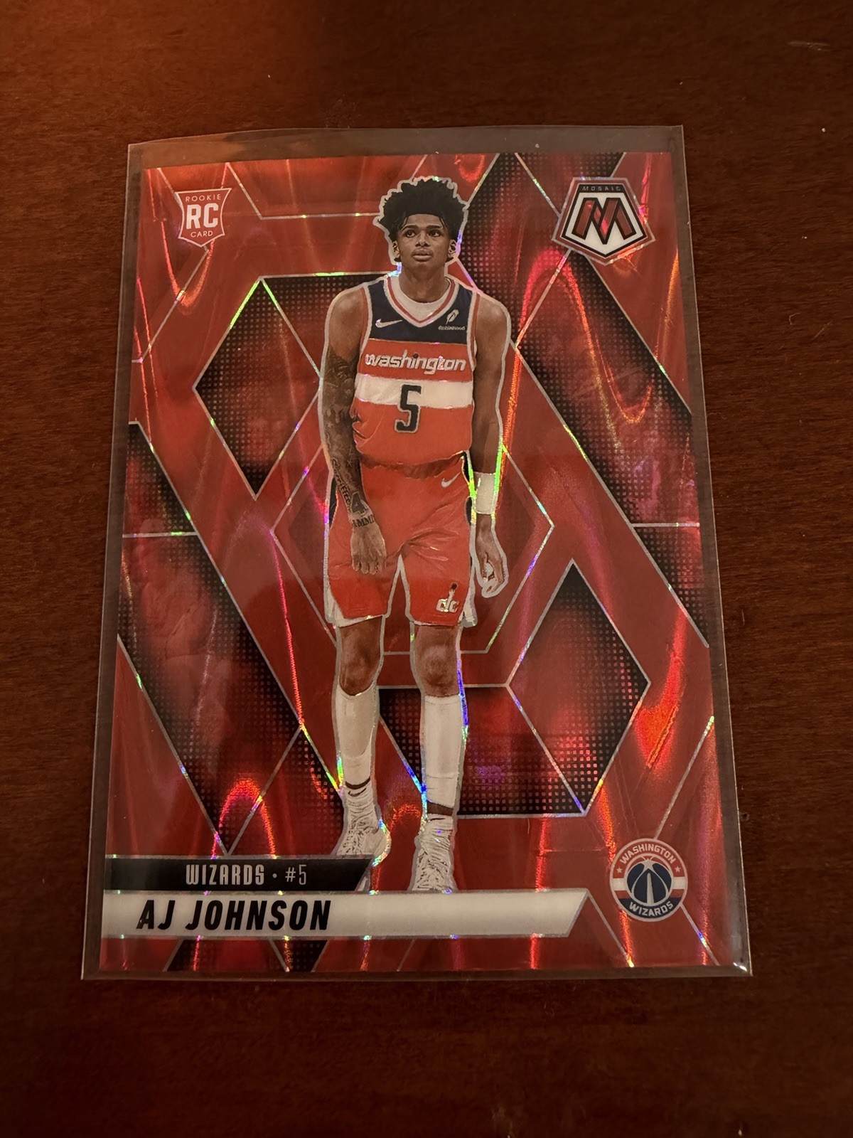 2024-25 Panini Mosaic NUMBERED Rookies /299 AJ Johnson #215 Red Seismic Prizm