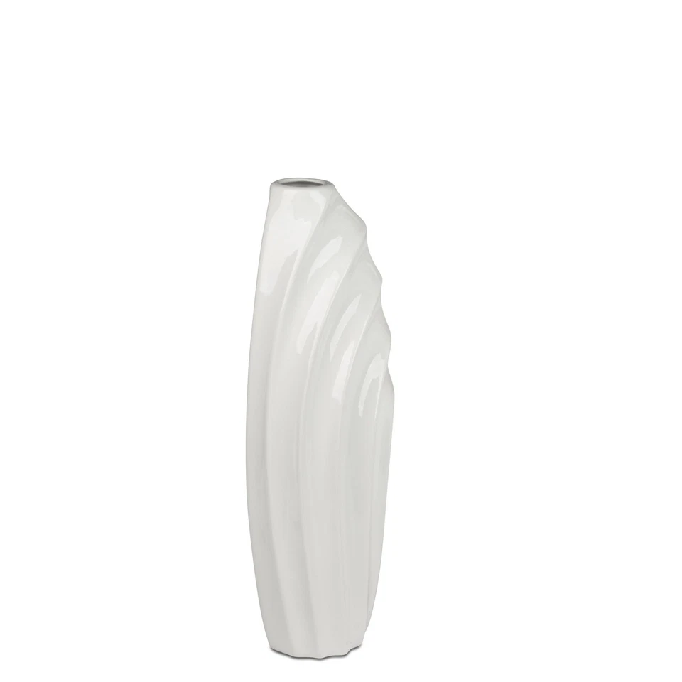 Bodenvase BASIC SHELL 57 cm - mit Rlief, weiß, Keramik Dekovase, Formano