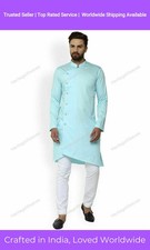 Indian Cotton Mens Shirt Long Sleeve Kurta Loose Shirt Mens Lounge