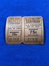 Vintage 1958 LA Coliseum High School Football Championship Ticket Stub
