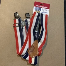 Action Leathercraft Red White and Blue Suspenders Patriotic Adjustable NOS
