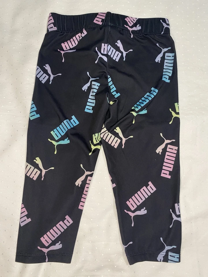 Medias negras Puma Little Girls Capri talla 5 con logotipo multicolor Foto 4 de 4
