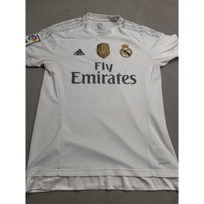 Real Madrid 2015-16 Home Jersey White Ronaldo FIFA 2014 Patch Mens Medium Adidas