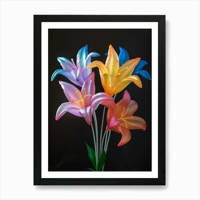 Helle aufblasbare Blumen Lilie 2 Bogen gerahmtes Wandbild Poster Leinwanddruck Bild