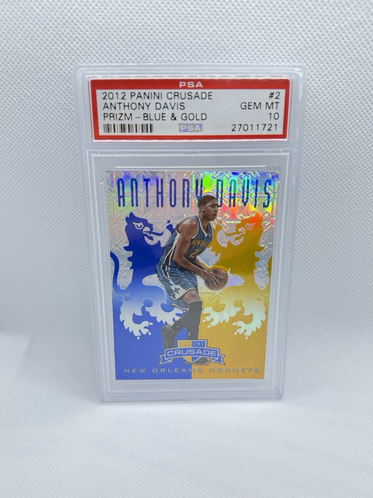 2012-13 Panini Crusade ANTHONY DAVIS Blue Gold Prizm Rookie RC PSA 10 Pop 37