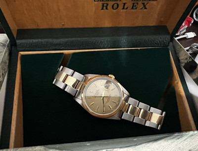 Rolex Date Men's Automatic Two-Tone Gold Dial 34mm Watch w/ Box fits 7inch wrist