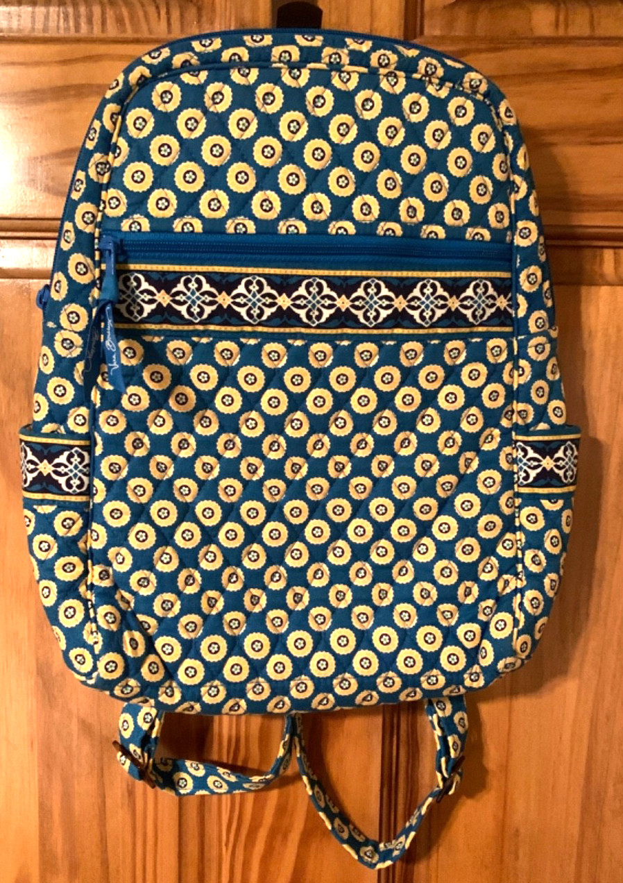 Vera Bradley Riviera Floral Blue and Yellow Backpack Purse E
