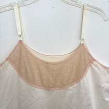 Sears Vintage Lace Trim Slip Dress 36 38 Nightgown Cottage Coquette Dainty