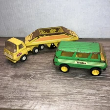 Vintage Tonka Bottom Dump Truck Pressed Steel USA & green camper van 