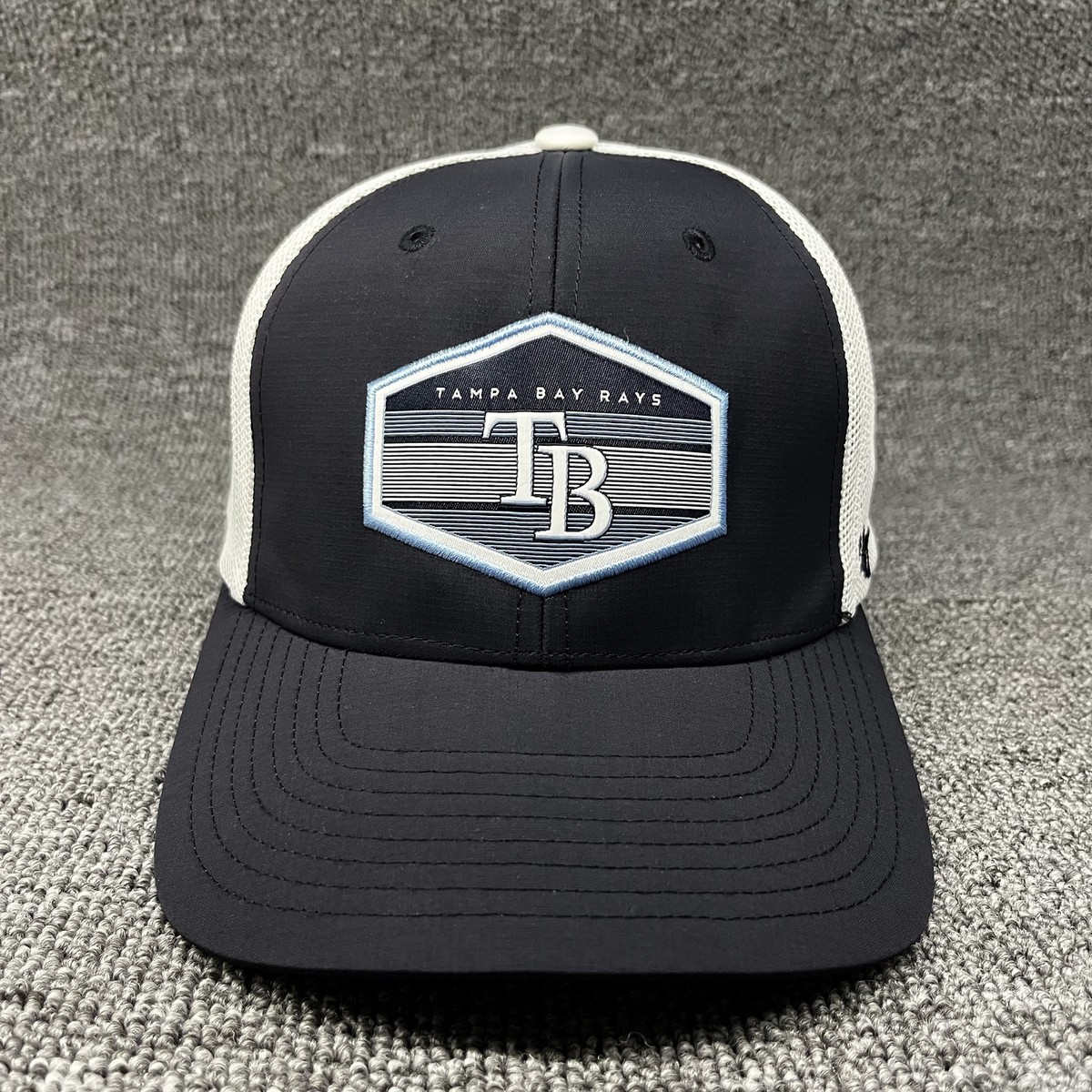 47 Brand Tampa Bay Rays Trucker Hat Black White Mesh Snapback MLB Cap