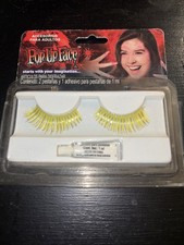 Neon Yellow False Eyelashes Festival Rave EDM Costume Makeup w/ Adhesive