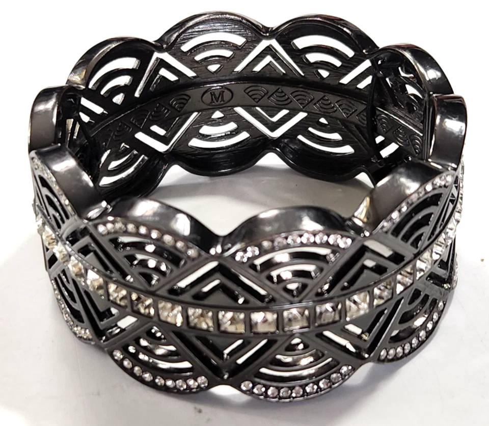 Lia София эластичной панели браслет черный филигранный w/стразы ар-деко стиль - Изображение 3 из 4