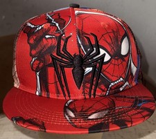 Marvel Spider-Man Hat Cap Snap Back Boys One Size Red Graphic Embroidered Logo