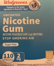 Nicotine Walgreen gum uncoated 2mg 110ct ORIGINAL sugar free Exp 6/2028 NEW