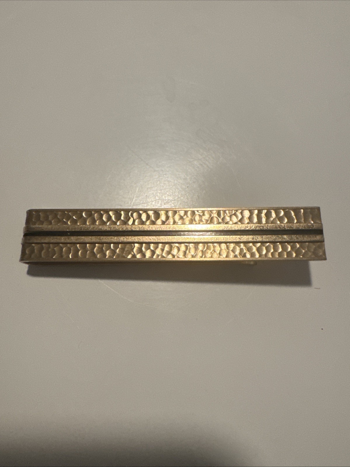 Money Clip “Swank” Vintage Golden Black Tie Clasp 2.5 “ X .25”-image