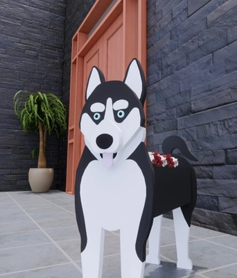#ad F S New Black White Husky Malamute Blue Nose 3D Planter Durable Garden Yard $32.99