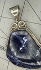 Big NOS Sterling Silver Natural Faceted Sodilite Handcrafted Pendant — photo 6