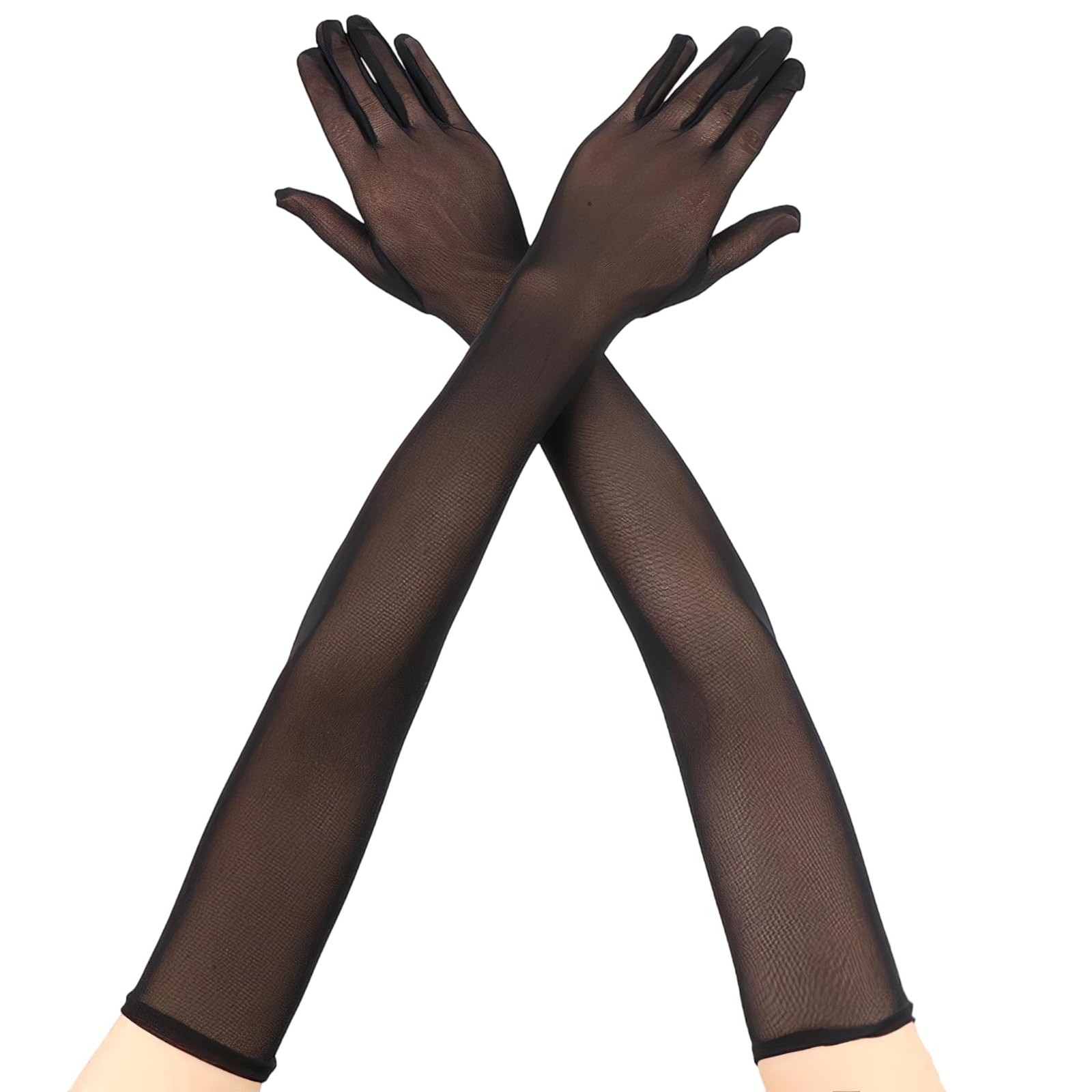 Gants longs en tulle extensibles - Confort et élégance 55 cm pour mariée