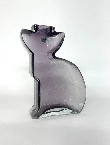 HTF Blenko 2020 Special Edition Iris Caturdays Glass Cat Vase