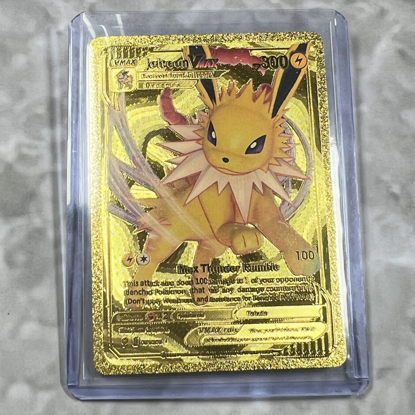 Jolteon Pokemon Gold FAN ART Card Embossed Collectible 51/203