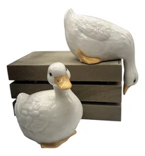 Set Of 2 Geese Hand Painted Lasting Products Vintage Decor - Read Description