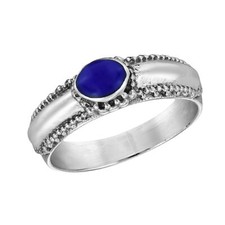 Captivating Vintage-Inspired Oval Blue Lapis Sterling Silver Band Ring-7