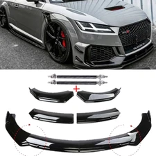 For AUDI A8 Front Bumper Lip Strut Spoiler Splitter Body Kit Glossy Black