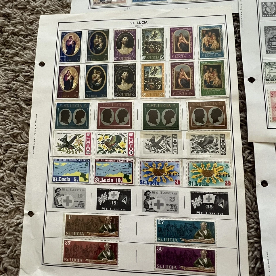 Lote de sellos de Santa Lucía años 50-80 en páginas de álbum conjuntos completos reina isabel ii Foto 3 de 4