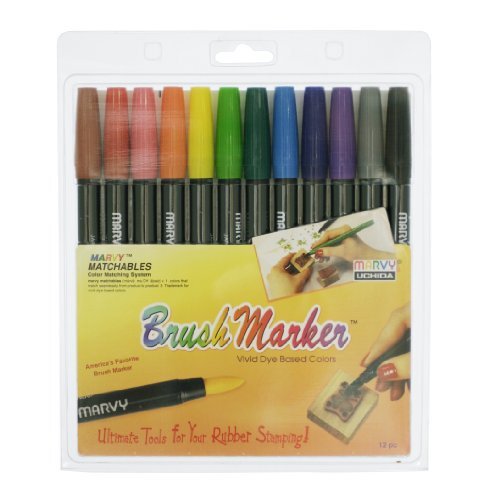 12 Vibrant Primary Color Brush Markers for Art & Craft