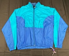 Vtg Nike Windbreaker Jacket M Color Block Blue Cyan Silver Gray Tag