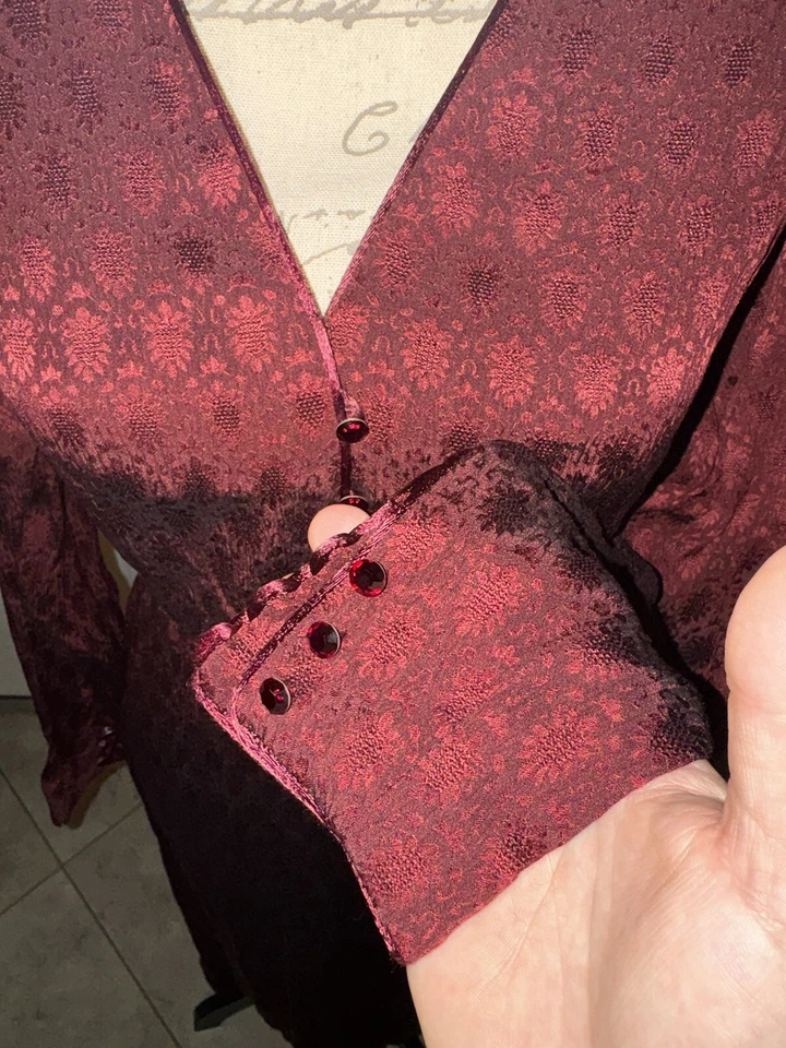 Vestido midi de seda vintage años 80 Umi Collections by Anne Crimmins en rojo rubí talla 4 Foto 3 de 4