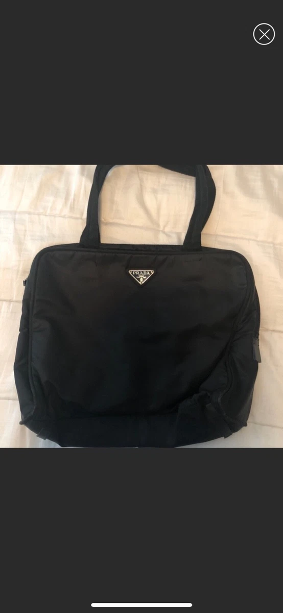 AUTHENTIC PRADA NYLON LAPTOP MESSENGER BAG BLACK GOOD CONDITION