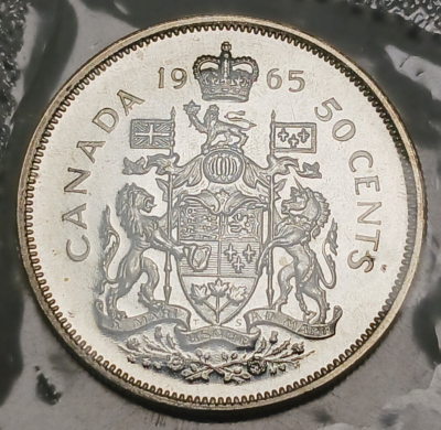 1965 UNC Canada 50 Cents 80% Silver - Canadian Half Dollar $0.50