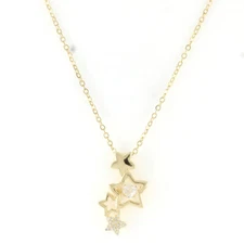Cubic Zirconia Dancing Little Star Pendant Necklace 14K Rose Gold Plated
