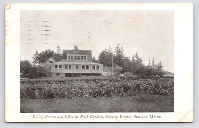 Dining Room at Rock Gardens Sebasco Estates Phippsburg Maine ME 1940s Postcard