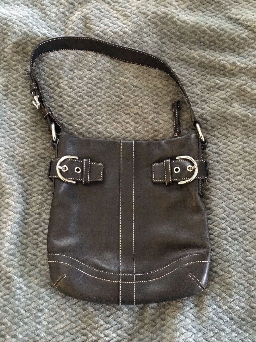 バッグ COACH Black Leather Slim SOHO Small Duffle Bag Purse-1453 | eBay