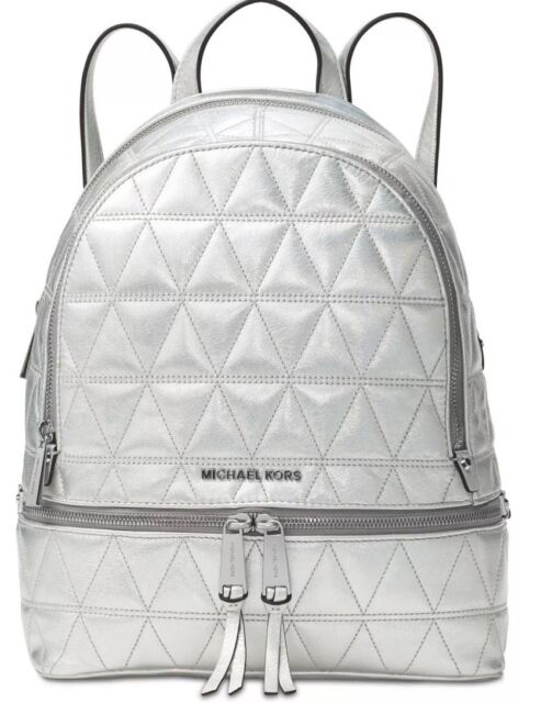 michael michael kors metallic signature rhea zip backpack