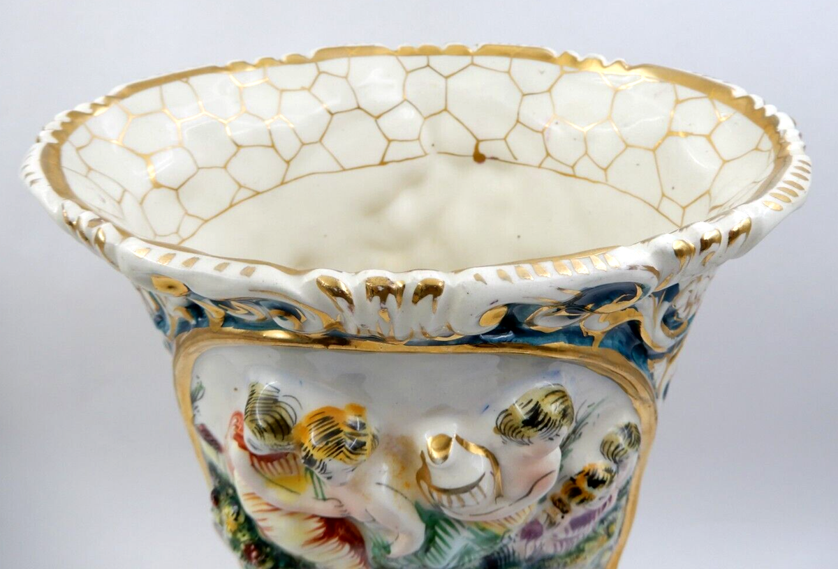 ANTIQUE 19TH CENTURY ITALIAN WOMEN THEMED CAPODIMONTE PORCELAIN