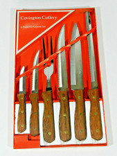 Vintage Covington Cutlery Knife Set Wood Handles 6 Piece All Purpose Japan