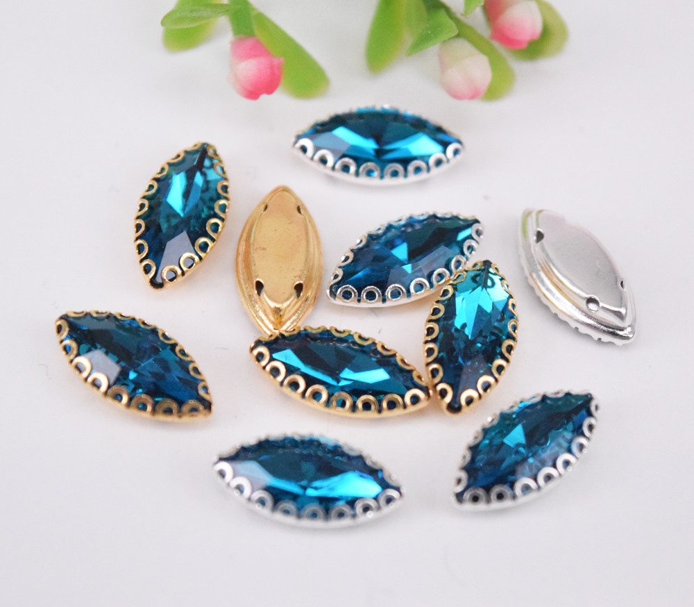 7 X 15 Mm AB Cristallo Di Vetro Con Strass Argentati - Foto 2