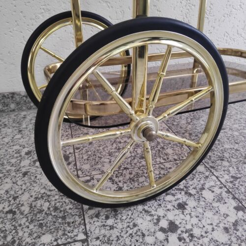 Servierwagen Mid Century Teewagen Vintage Goldfarben Barwagen Rauchglas Retro - Bild 4 von 18