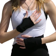 Short Fingerless Gloves Black Cosplay Costume Wrist Length Womens Rave Cyber New