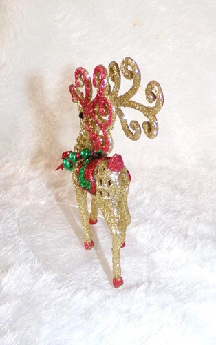 DOLLHOUSE MINIATURE GOLD-RED CHRISTMAS REINDEER 5.5" 1:12 SCALE OOAK NEW!- - Picture 3 of 5