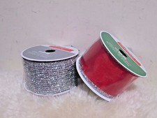  New 2 rolls x Celebrate it Christmas Wired Edge Ribbon Bow  2-1/2" x 25 ft 