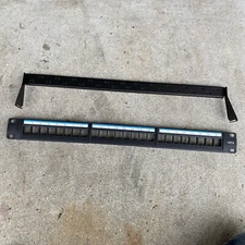 24 Port ETS Jack Blank Patch Panel Plate & Back Bar Cat5 Cat6 19" Rack Mount 1U