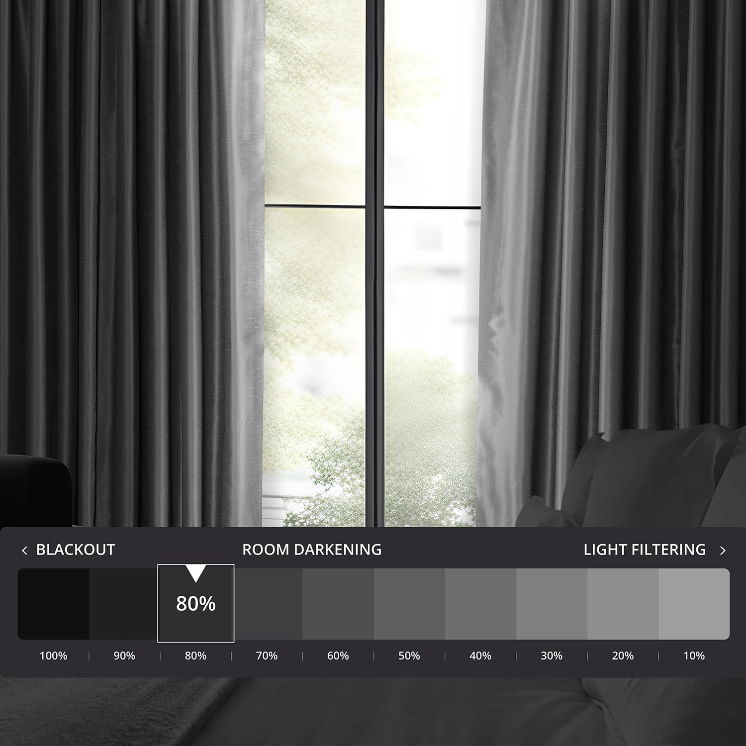 Extra Wide Faux Silk Blackout Curtains 108 Inches Long for Bedroom & Living Room