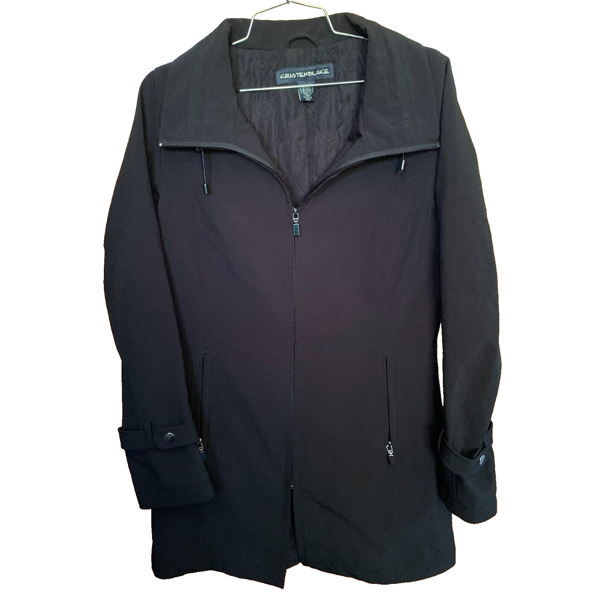 Kristen Blake Womens Jacket Coat Full Zip Quilted Lining Black Size Small
